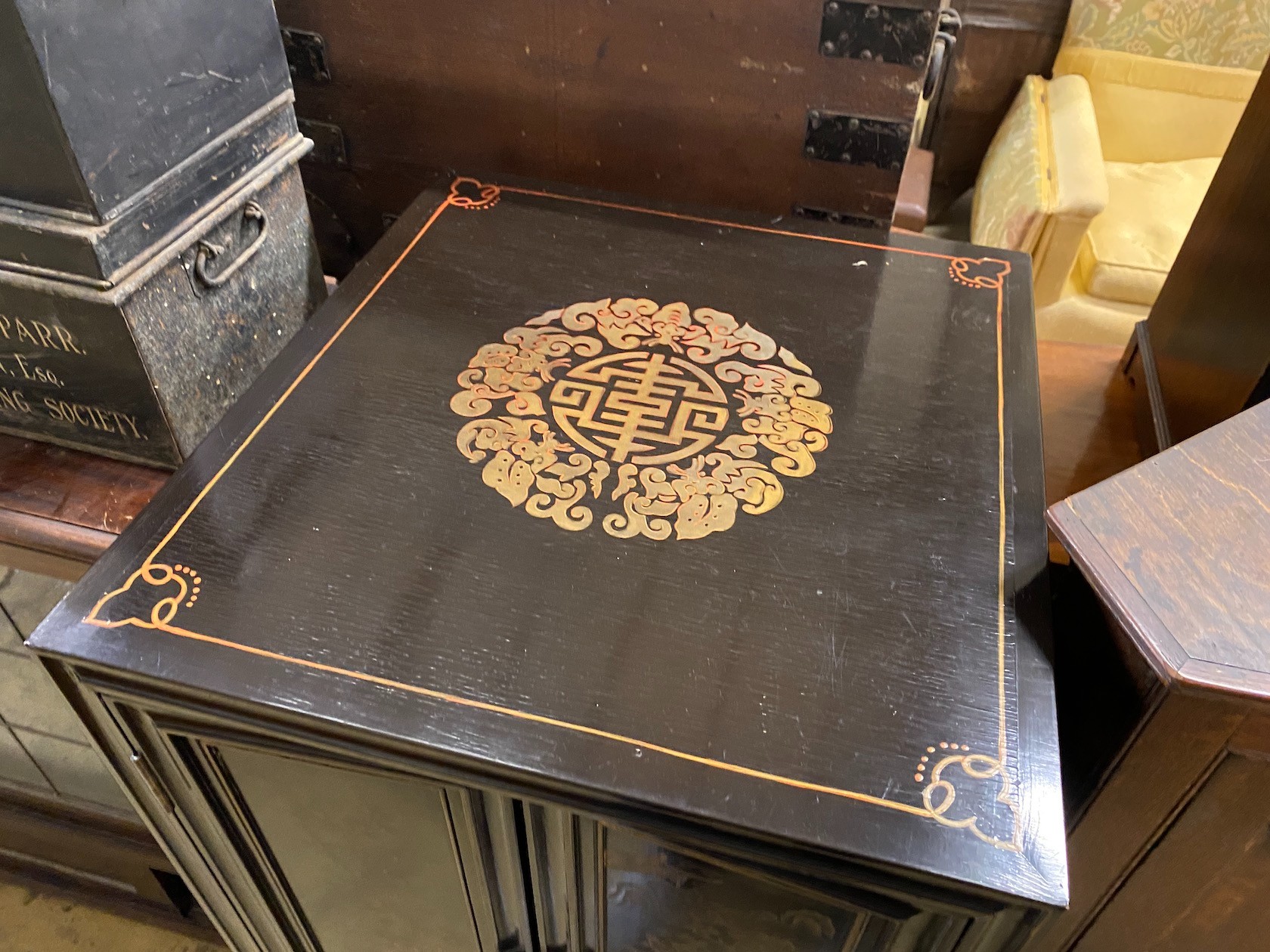 A Chinese lacquered collectors cabinet, width 52cm, depth 56cm, height 112cm